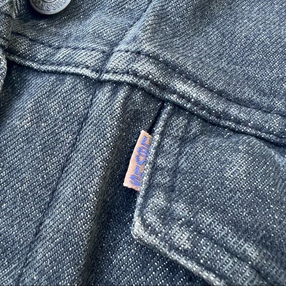 Vintage 80s Levi’s long chore trucker denim jean jacket charcoal SMALL - Picture 3 of 7